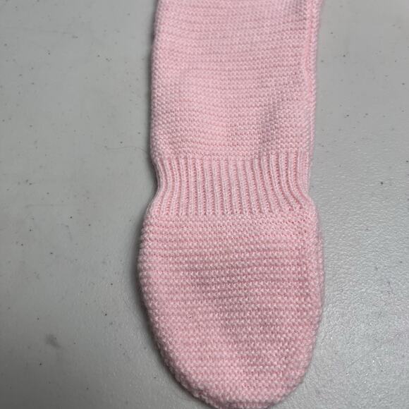 Vintage Pink White Knit Baby Sleeper Footed Zip Front Long Sleeve NO SIZE TAG - Picture 5 of 11